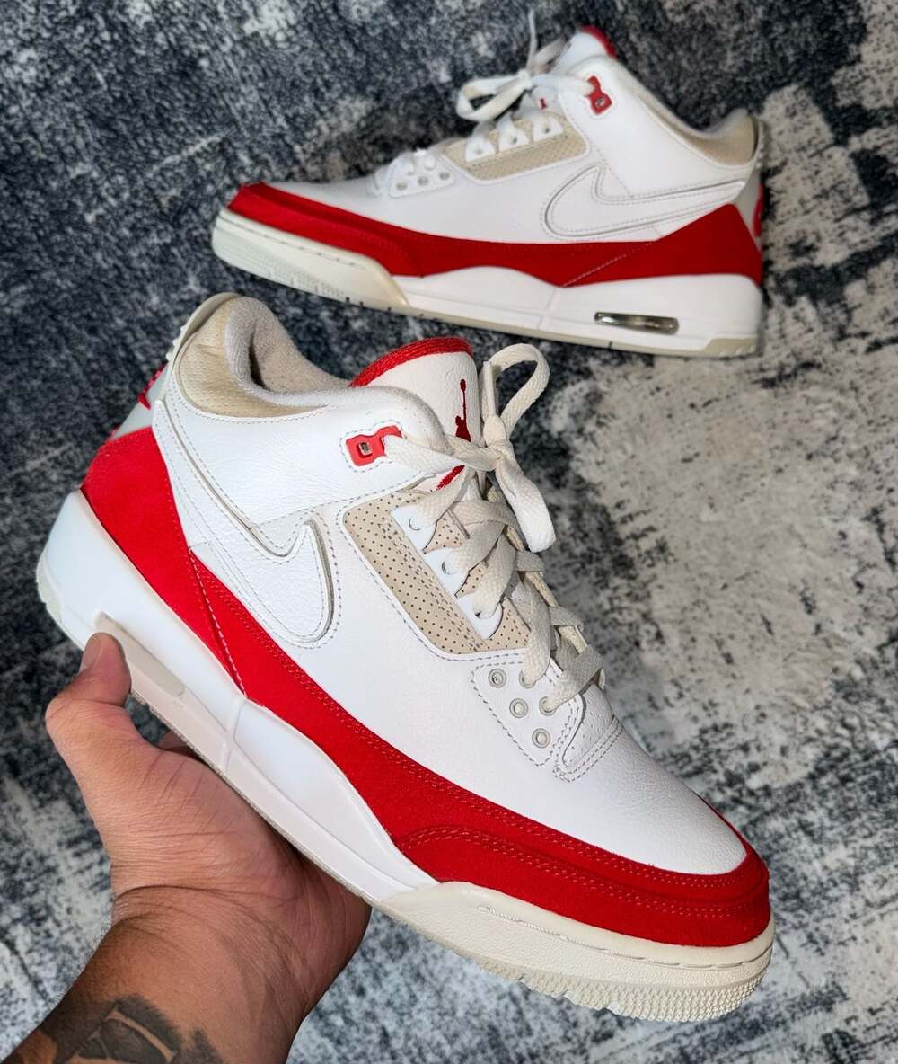 Size: 10.5m- Jordan 3 Retro Tinker 'Air Max 1' University Red (CJ0939-100)